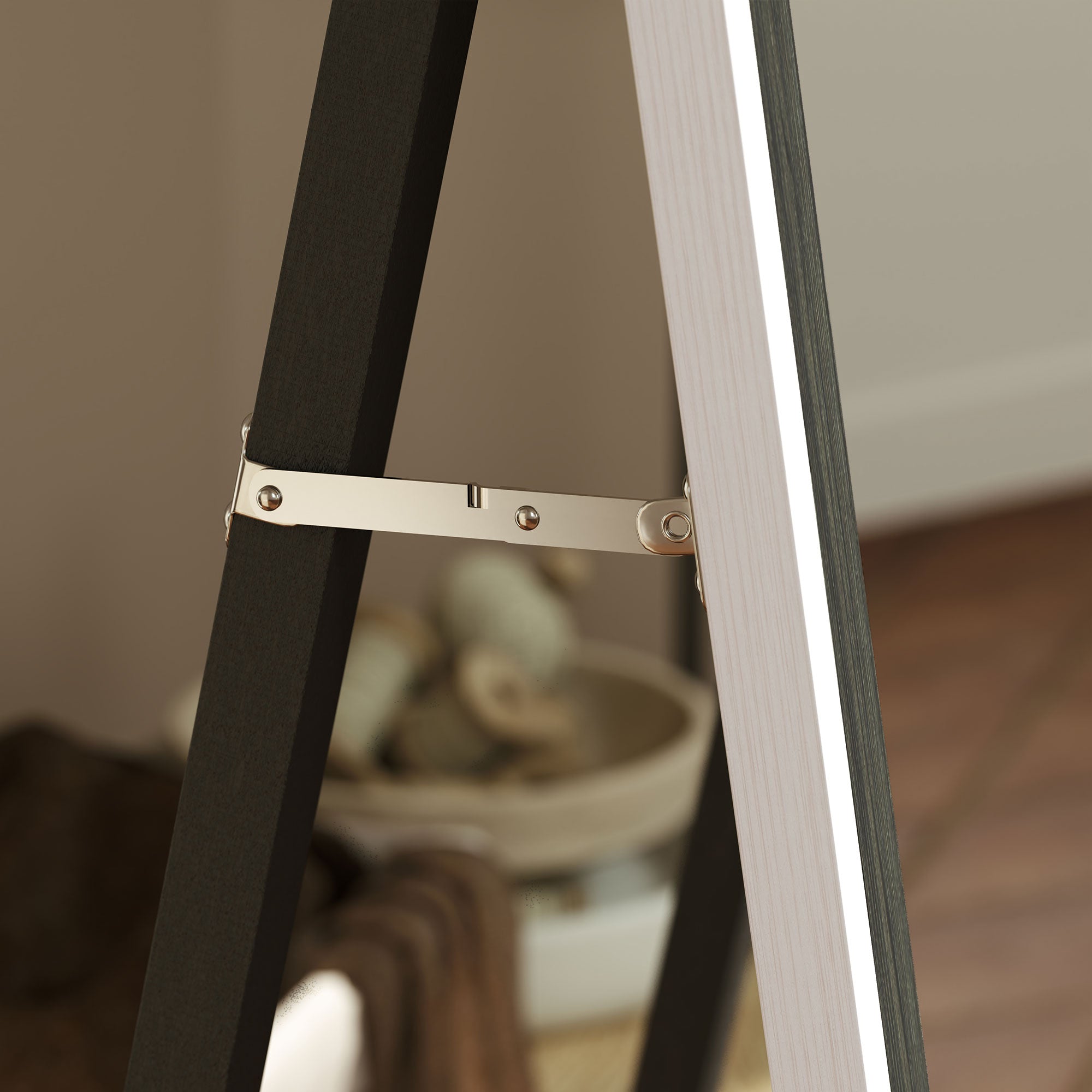 HOMCOM 162.6 cm Two-Tone Full Length Mirror - White/Grey-Tone